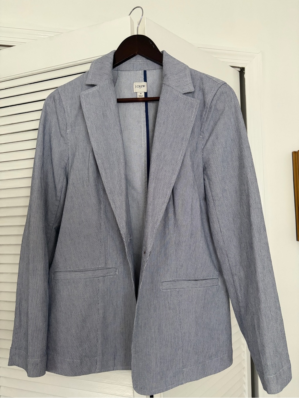 J. Crew Women's Light Blue Tailored Cotton Blazer